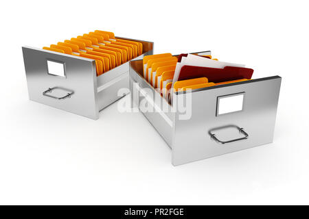 3d file cabinet sur fond blanc Banque D'Images