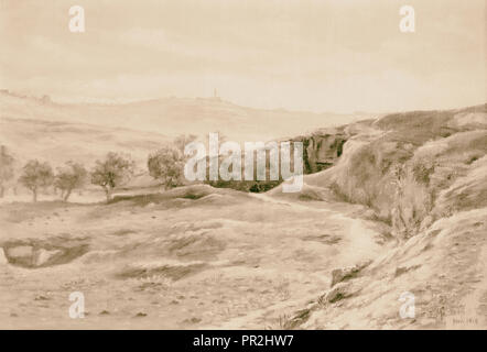 Films négatifs de ma peinture de Wadi Joz. En 1925, Jérusalem, Israël Banque D'Images