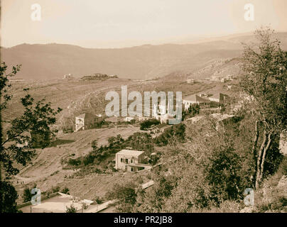 Le Mont Liban. Beyrouth. Aleih, Ras-el-District du Metn. Aleih. Résidences d'été. Vue vers Brumanna. 1920, au Liban Banque D'Images