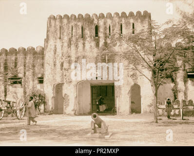 Close up of fort portugais. 1936, Zanzibar, Tanzanie Banque D'Images