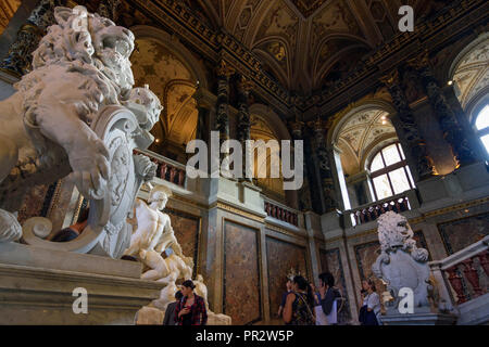 Wien, Vienne : Kunsthistorisches Museum (KHM, Musée de l'histoire de l'Art, Musée des beaux-arts), l'escalier principal, 01. Vieille Ville, Wien, Autriche Banque D'Images