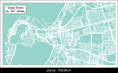 Cape Town Afrique du Sud Plan de ville en style rétro. Une carte de Noël. Vector Illustration. Illustration de Vecteur