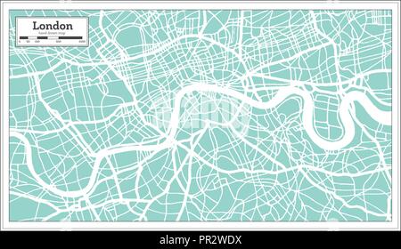 Londres Angleterre Plan de ville en style rétro. Une carte de Noël. Vector Illustration. Illustration de Vecteur