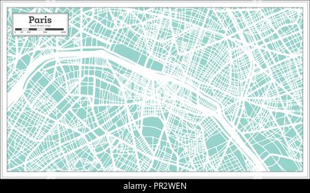 Paris France Plan de ville en style rétro. Une carte de Noël. Vector Illustration. Illustration de Vecteur