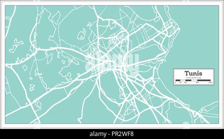 Tunis Tunisie Plan de ville en style rétro. Une carte de Noël. Vector Illustration. Illustration de Vecteur