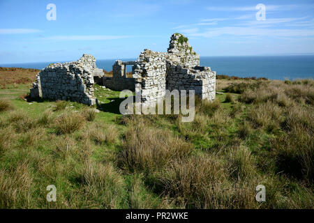 Vestiges de pierre sur Lundy Island uk Banque D'Images