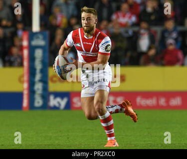 27 SEPTEMBRE 2018 , Stade AJ Bell, Manchester, Angleterre ; Super League Betfred qualificatifs, Salford Red Devils v Toulouse Olympique, Danny Richardson de St Helens Crédit : Richard Long/News Images Banque D'Images