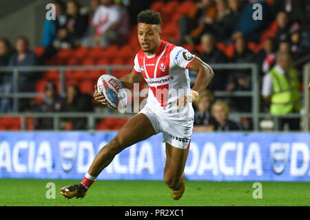 27 SEPTEMBRE 2018 , Stade AJ Bell, Manchester, Angleterre ; Super League Betfred qualificatifs, Salford Red Devils v Toulouse Olympique, Regan grâce de St Helens Crédit : Richard Long/News Images Banque D'Images