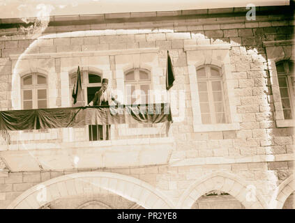 Protestation arabe - drapeaux noirs affichés. En 1925, le Moyen-Orient, Israël et/ou Palestine Banque D'Images