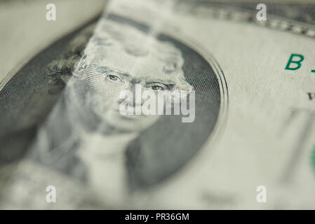 Portrait de Jefferson président le billet de deux dollars Banque D'Images