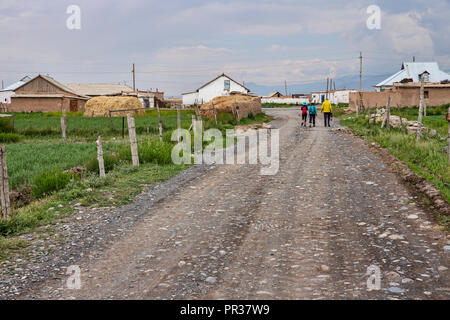 Magnifiquement situé dans la vallée de l'Alay entre le Zaalay montagnes et le Pamir, Sary Mogol est le point de départ pour de multiples randonnées. Banque D'Images