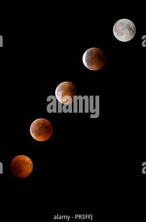 Séquence de l'éclipse totale de la lune Banque D'Images