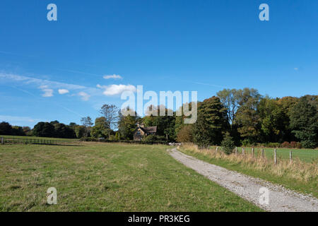 Piste cendrée qui fait partie de la la Pennine Way, près de Wortley, South Yorkshire, en Angleterre, dans le soleil de l'été Banque D'Images