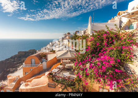 Coucher du soleil d'Oia à Santorin en Grèce Banque D'Images