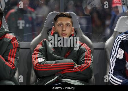 Deutschland. 28 Sep, 2018. firo : Football, 28.09.2018 1. Saison 2018/2019, Bundesliga Hertha BSC Berlin - FC Bayern München Bayern, sur le banc, Jonathan Meier | Conditions de crédit dans le monde entier : dpa/Alamy Live News Banque D'Images