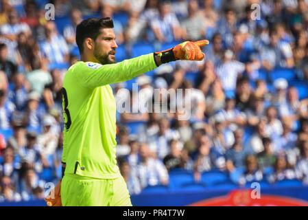 Miguel Angel Moya de Real Sociedad réagit au cours de la ligue espagnole match de football entre le Real Sociedad et Valence au stade Anoeta le 29 septembre 2018 à San Sebastian, Espagne Cordon Press Banque D'Images