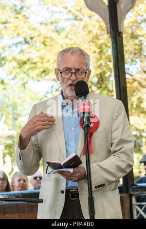 Redditch, UIK. 29 septembre 2018. Leader du travail parlant Jeremy Corbyn à Redditch Worcestershire. Crédit : Rob Hadley/Alamy Live News Banque D'Images