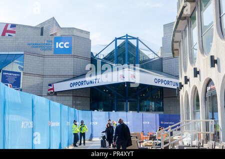 Birmingham, UK. 29 septembre 2018. Haut niveau de sécurité autour de Birmingham City Centre que le parti conservateur détient c'est dans la ville confererence annuelle du 30 septembre au 3 octobre 2018. Credit : Nick Maslen/Alamy live News Banque D'Images