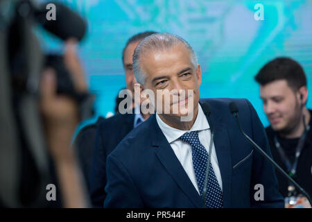 Sao Paulo, Sao Paulo, Brésil. Sep 29, 2018. MARCIO FRANCA de la radiotélévision de partie, prend part au débat des élections 2018 pour le poste de gouverneur de Sao Paulo, dans l'enregistrement des studios TV. Credit : Paulo Lopes/ZUMA/Alamy Fil Live News Banque D'Images