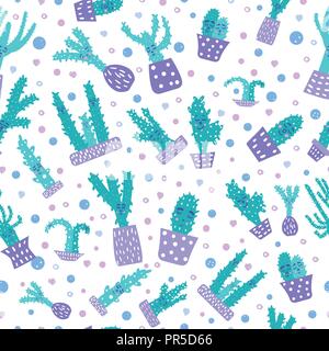 Cactus cute Vector pattern transparente. A chaque style dessiné à la main la composition. La conception d'arrière-plan pour le package, cartes, imprimer. Illustration de Vecteur