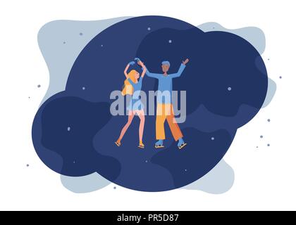 Concept de patinage artistique. Style plat patineurs en couple. Exposition de Gala. Vector illustration. Illustration de Vecteur