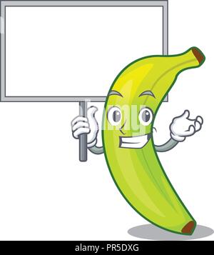 Mettre la banane verte conseil caricature dans le marché Illustration de Vecteur