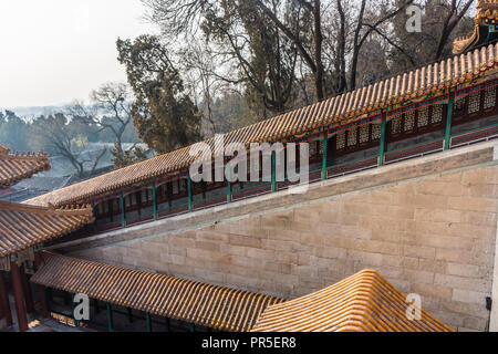 Cour intérieure et escalier du Palais d'été, Pékin, Chine Banque D'Images