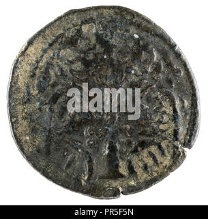 Ancien château médiéval fleece coin du Roi Alfonso IX. Obolo. L'Espagne. Marche arrière. Banque D'Images