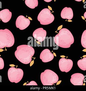 Kawaii cute fashion rose pommes isolé sur un fond noir. Vector illustration. Illustration de Vecteur