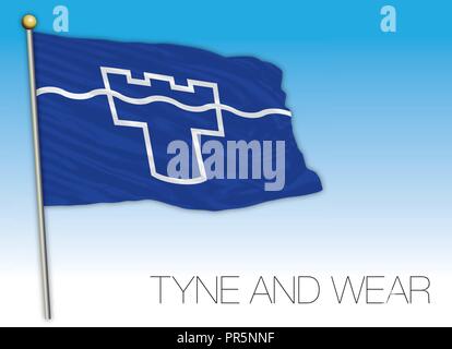 Drapeau du Tyne and Wear, Royaume-Uni, vector illustration Illustration de Vecteur