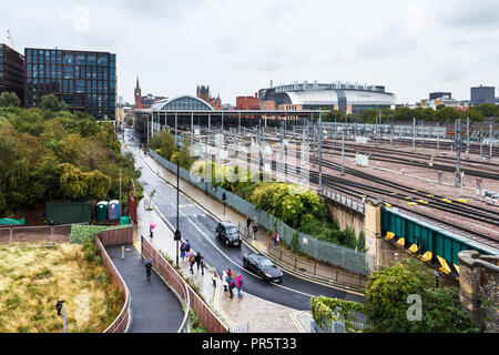 La ligne de chemin de fer hors de la gare internationale St Pancras, London, UK, 2018 Banque D'Images