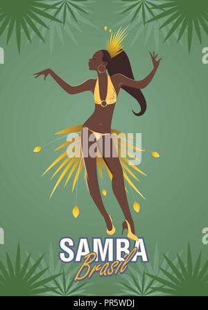 Jeune fille danser la musique latine. Samba Illustration de Vecteur