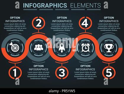 Élément infographies abstract design le nombre cinq modèle timeline Illustration de Vecteur