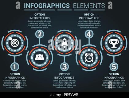 Élément infographies abstract design le nombre cinq modèle timeline Illustration de Vecteur