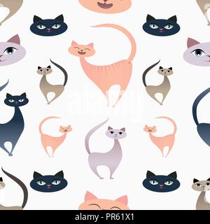 Funny cats vecteur seamless pattern Illustration de Vecteur