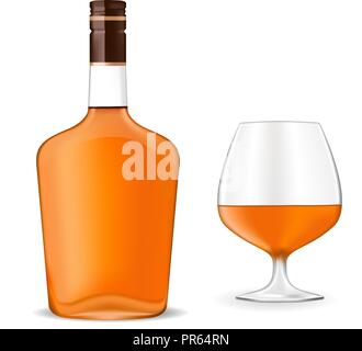 Bouteille de brandy et un petit verre Illustration de Vecteur