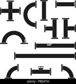 Les connecteurs de tube. Icônes noires Illustration de Vecteur