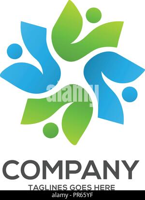 Environnement Eco vert feuille nature logo communautaire, vecteur de la feuille verte nature logotype logo Vector Illustration de Vecteur