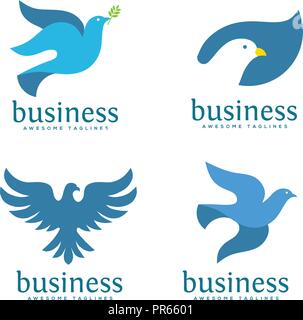 Dove logo vector concept illustration, logo oiseau faucon, animal rescue foundation, flying logo Dove. Blue Bird, icône animaux oiseaux,signe symbole free Bird Illustration de Vecteur