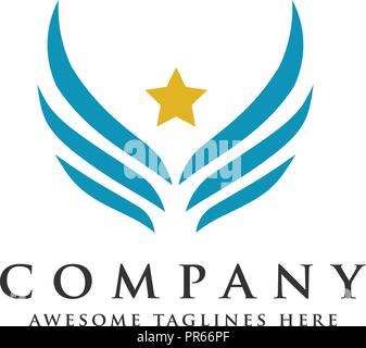 Vector star wings logo, icône, logo entreprise aile volante aile aile eagle, marque et logo illustration oiseau Aile Illustration de Vecteur