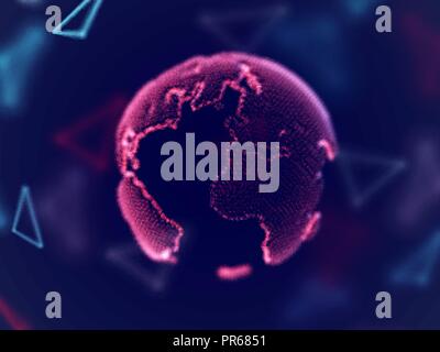 Réseau global concept : digital planet Earth avec des lignes de connexion. Illustration de Vecteur