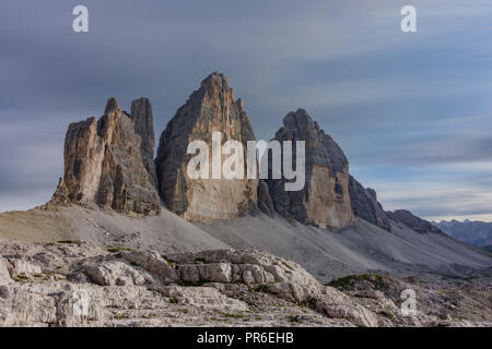 Tre Cime di Lavaredo ultra longue exposition au coucher du soleil Banque D'Images