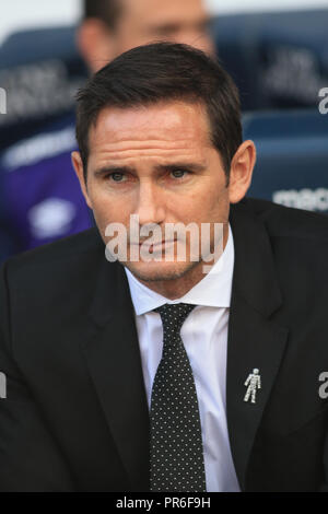 29 septembre 2018, stade de l'Université de Bolton, Bolton, Angleterre ; Sky Bet Championship, Bolton Wonderers v Derby County ; Frank Lampard manager de Derby avant le Crédit : Craig Milner/News Images images Ligue de football anglais sont soumis à licence DataCo Banque D'Images