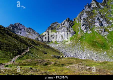 Vilters-Wangs sa dans le canton de Saint-Gall en Suisse. Le sentier de randonnée Wildseeluggen dans les Alpes Suisses Banque D'Images