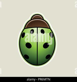 Illustration Vecteur de dessin animé vert Icône Coccinelle isolé sur fond blanc Illustration de Vecteur