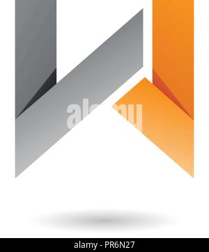 Vector Illustration de gris et orange papier plié Lettre W isolé sur fond blanc Illustration de Vecteur