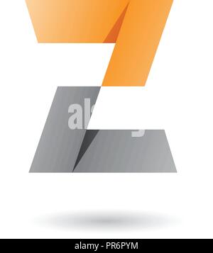 Vector Illustration d'orange et gris papier plié Lettre Z isolé sur fond blanc Illustration de Vecteur
