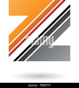 Vector Illustration d'orange et gris Lettre Z avec rayures diagonales isolé sur fond blanc Illustration de Vecteur
