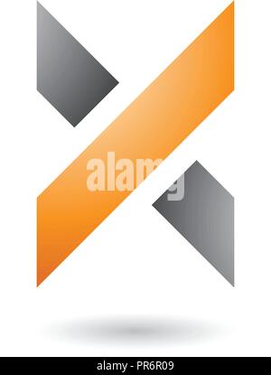 Vector Illustration d'orange et gris ombre épaisse Lettre X isolé sur fond blanc Illustration de Vecteur