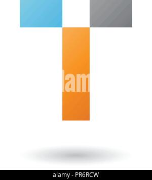 Vector Illustration d'Orange Lettre T avec des formes rectangulaires isolé sur fond blanc Illustration de Vecteur